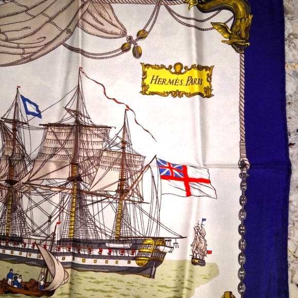 Hermes Accessories - 🔱 Rare Hermès authentic like new silk scarf w/envelope. Vaisseaux et Frégates.